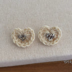 Heart-shaped Yarn Earrings