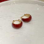 23#Earrings - Red (Real Gold Plating)