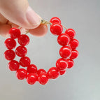 Exaggerated Simple Red Beaded Round Hoop Earrings