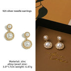 44#925 Silver Needle Earrings Pair