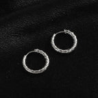 E104 Embossed Diamond Earrings-Steel Color