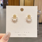 1# Pearl Rose Stud Earrings-
