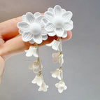 Sweet Sunflower Tassel Lily of the Valley Flower Stud Earrings
