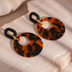 26#Silver Needle-Dark Coffee Resin Circle Earrings