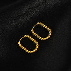 E111 Oval Round Beads Ear Clip-Gold