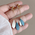 25#Color-Block Tassel Mosquito Coil Clip-On Earrings