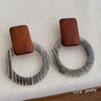 Gray Wooden Earrings