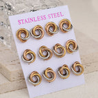 Ed91 / Gold and Silver Rose Mixed Color / 6 Pairs/Card
