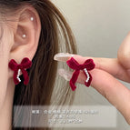 0241 Flocking Wine Red Bow