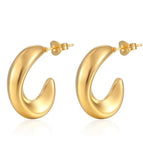 Irregular C- Shaped Earrings Gold