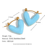 Oil Dripping Hollow Love Heart Earrings-Sky Blue