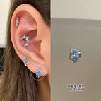 A1072 Blue Diamond XINGX Small Ear Ring 1 Piece