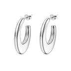 Oval Hollow Welding Pin Earrings Steel Color
