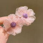 Super Fairy Pink Mesh Flower Earrings