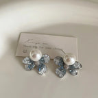 Pearl Bow Earrings 925 Silver Needle Real Gold Plated