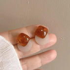 Brown Geometric Resin Earrings