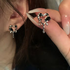 Black Love Heart Stud Earrings