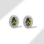 Olive Green [August] White Gold Color / 925 Silver