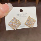 No. 109 Gold-Micro-Inlaid Zirconium Rhombic Ear Studs (Thick Real Gold Plating)