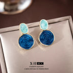 2#Color-Block Geometric Earrings