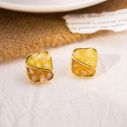 33 # Orange Square Stud Earrings