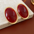 54# Silver Needle-Gold/1.3*1.1cm-Wine Red-Oval