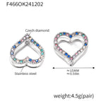F466-Steel Color Love Mixed Color Zircon Earrings