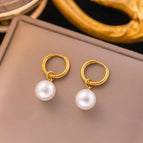 6 [Ag171] Pearl Earrings Gold