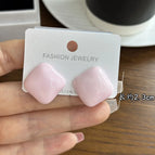 4627 Oil Drop Square Earrings Pink
