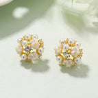 EH-1099 Fritillary Flower Stud Earrings【Real Gold Plating Thickened Sapphire】