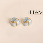 Blue Triangle Oil Drop Earrings (S925 Silver Needle)