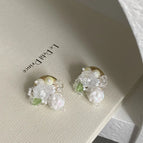 White Rice Bead Earrings