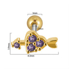 Purple Diamond Goes through Heart with One Stone (Gold) / 0.8X6X3mm