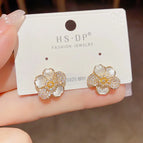 No. 102 Micro-Inlaid Flower Stud Earrings (Thick Real Gold Plating)