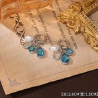7#Blue Tassel Crystal Earrings
