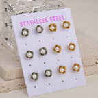 Ear Studs 73 / Gold Silver / 6 Pairs/Card