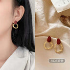 13#Twisted Hammered Metal Stud Earrings