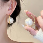 35#C-Shaped Big Pearl【E0199 Silver Needle】