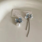 Asymmetric Crystal Earrings 925 Silver Needle Real Gold Plated