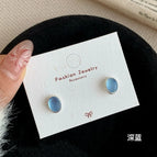 HBL1 dark blue pebble earrings