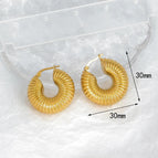 Threaded Cylindrical Hollow Earrings-Gold