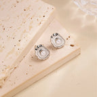 ED093 Concave Table Pearl Stud Earrings Steel Color