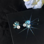 Aquamarine Glass Sugar Cube-Silver Needle