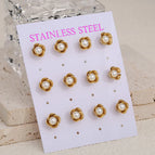 Ear Studs 73 / Gold / 6 Pairs/Card