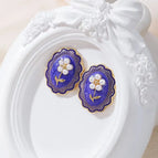 Blue Flower Ear Clips
