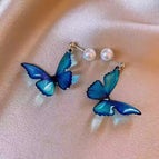 34#Butterfly Pearl Earrings