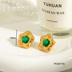 Gold / Green ear studs