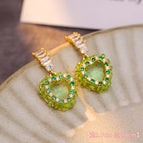 Fresh Heart Zircon Earrings (S925 Silver Needle) Pair