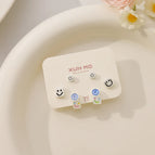 Asian Silver Smiley Face/3 Pairs