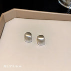Silver Curved Bead Earrings (FL2213)